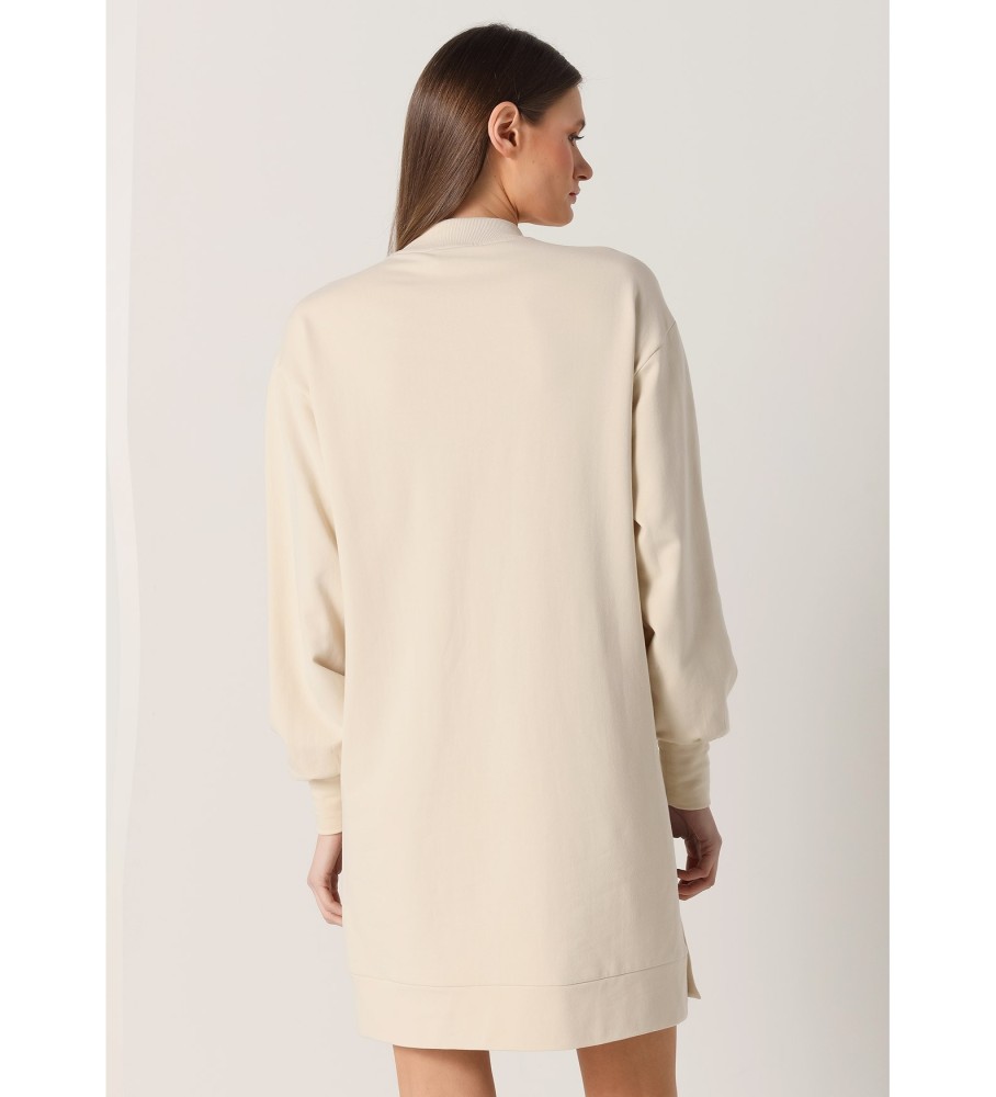 Vestido Lois Bege com Fenda Lateral