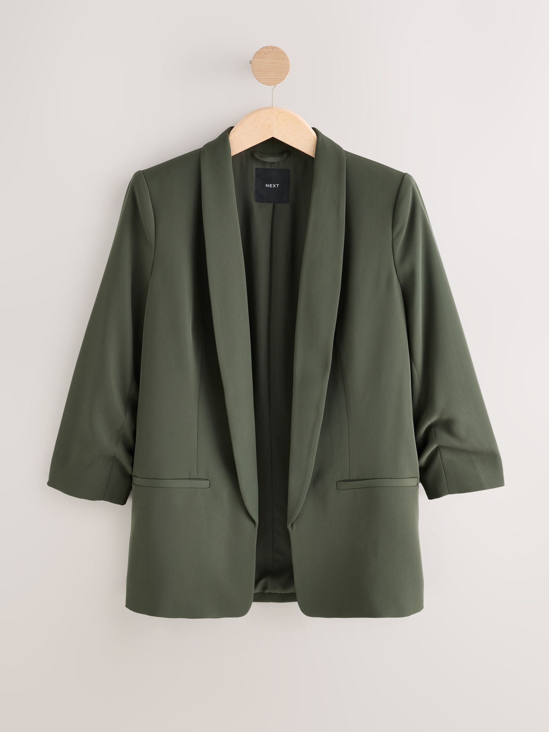 Kakigroen - Ruimvallend blazer met gerimpelde mouwen