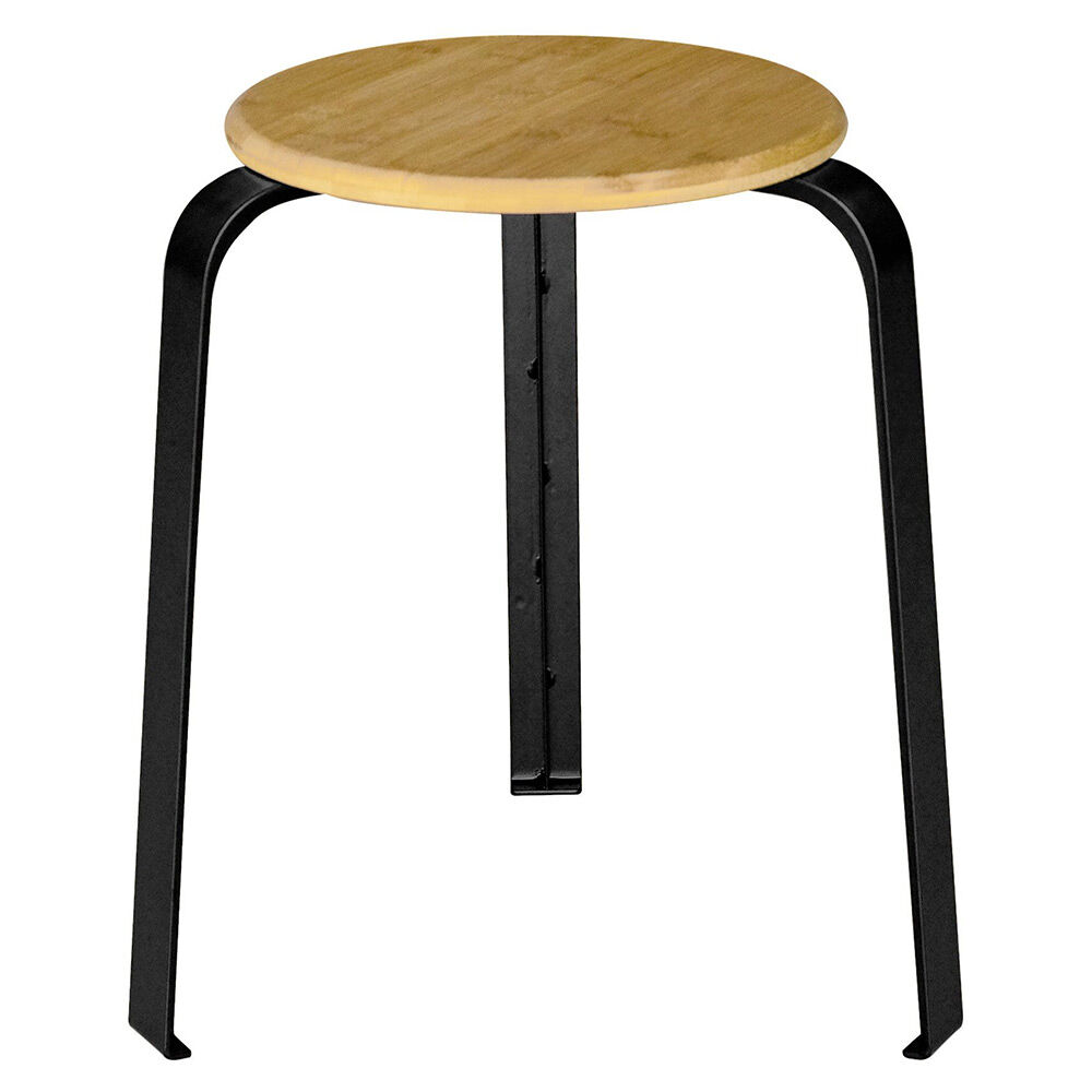 Tabouret en bambou et métal Jack noir naturel L.30 x P.30 x H.45 cm