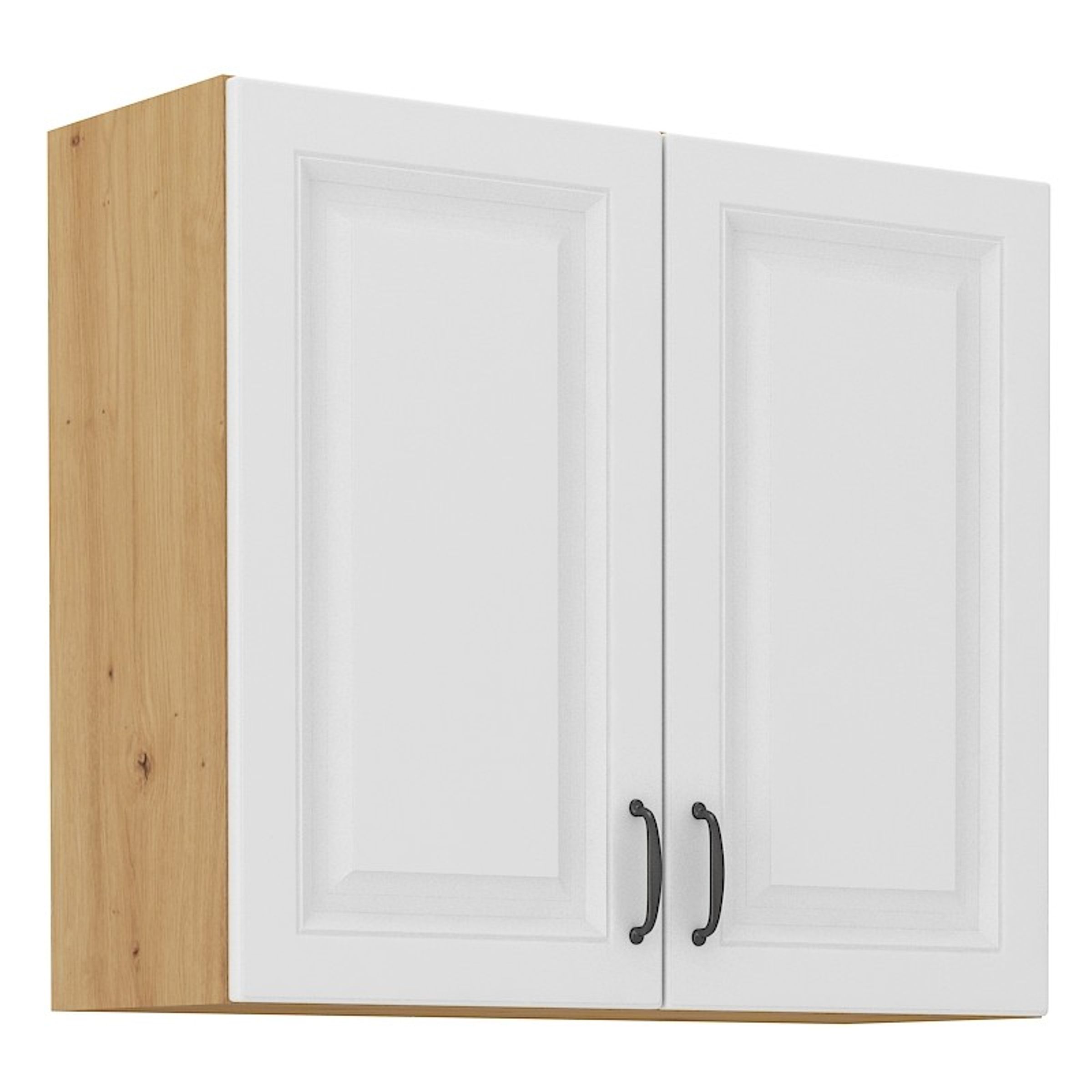 Hängeschrank 80 cm Stilo Weiss + Eiche Artisan Küchenzeile Küchenblock Küche