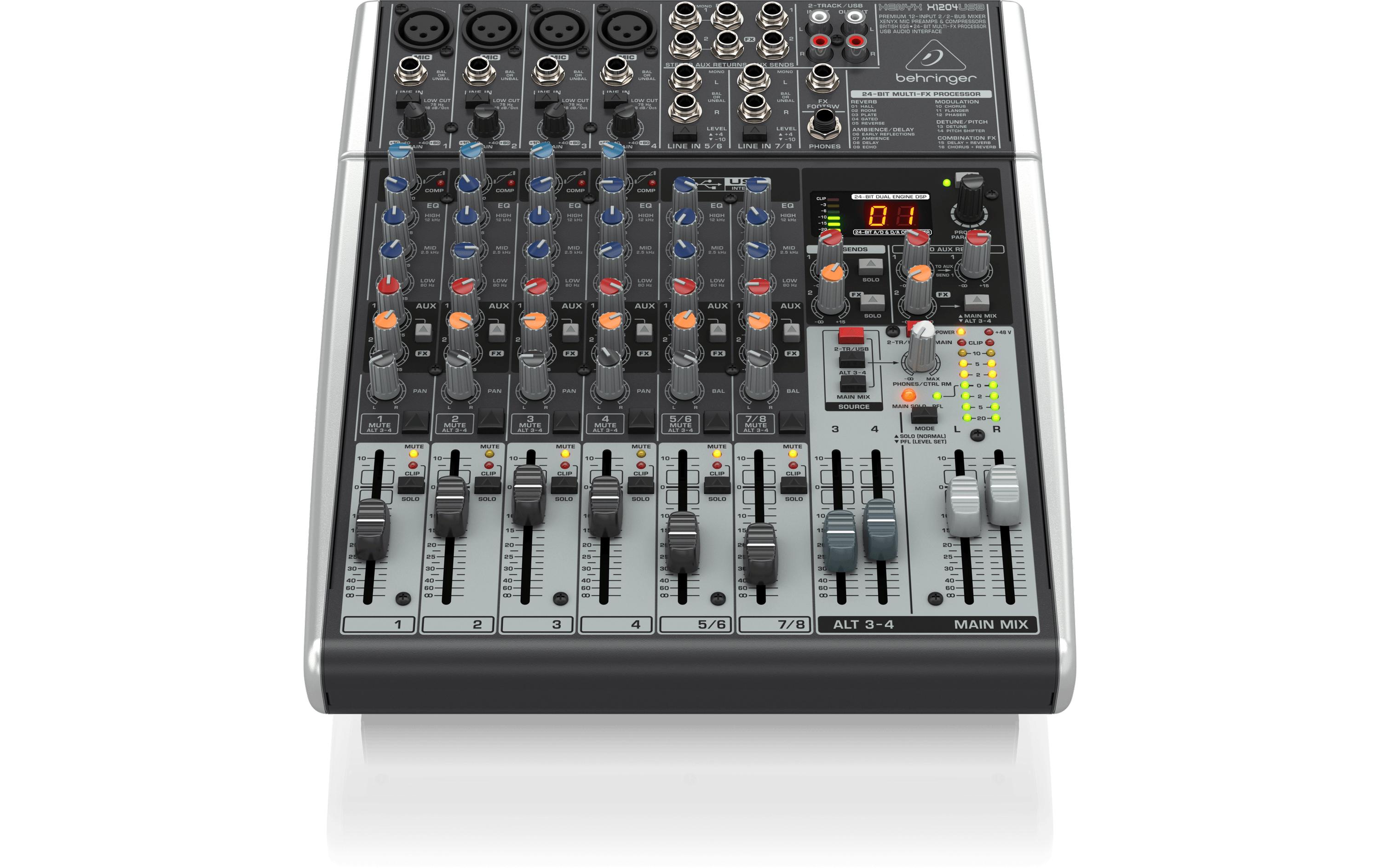 Mischpult XENYX X1204USB<br>12-Kanal Analogmischpult mit 24-Bit Multi-FX Processor und Audio Inteface