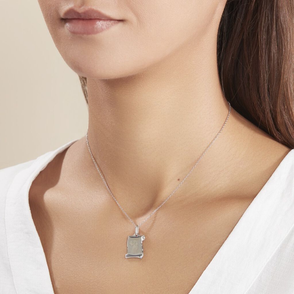 Pendentif Zodiaque Parchemin Argent Blanc