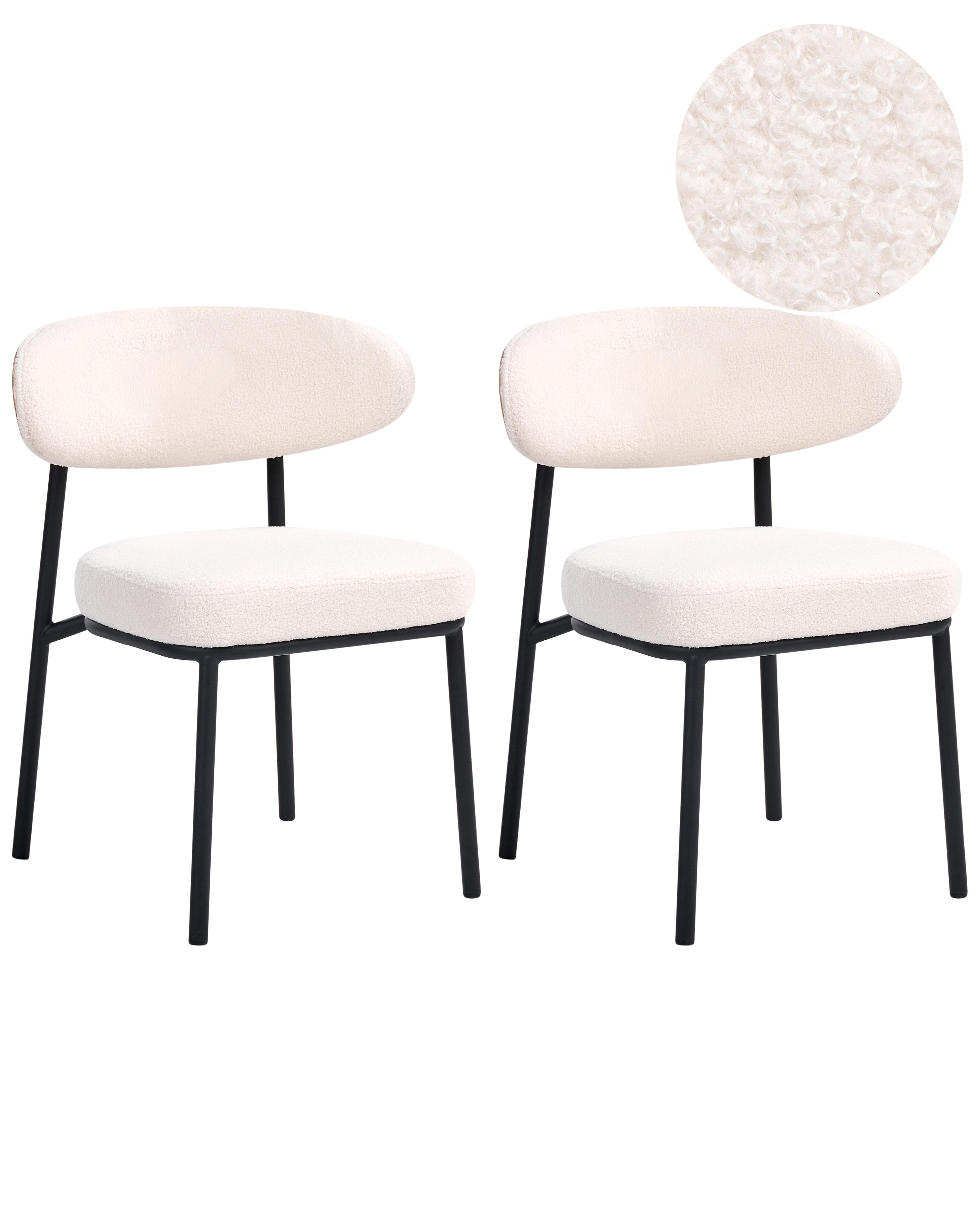 Set van 2 eetkamerstoelen WINTON Bouclé Gebroken wit
