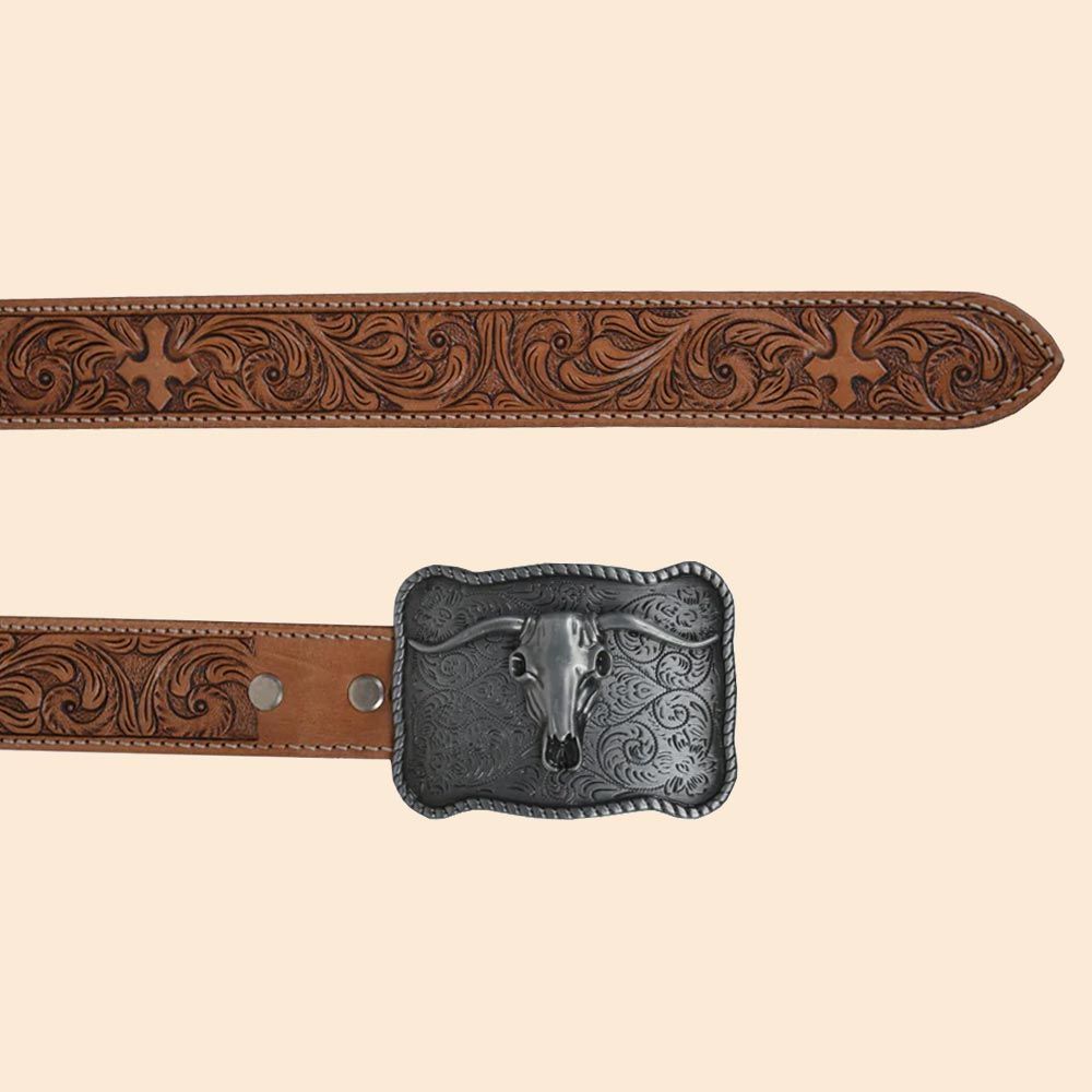 Myra Bag Structured Hand-Tooled Leather Belt