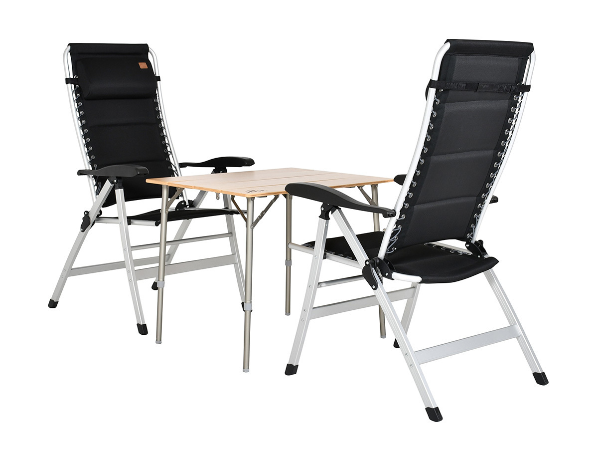 Obelink Bamboo Compact 80 en Pinto Soft tafel met standenstoelen