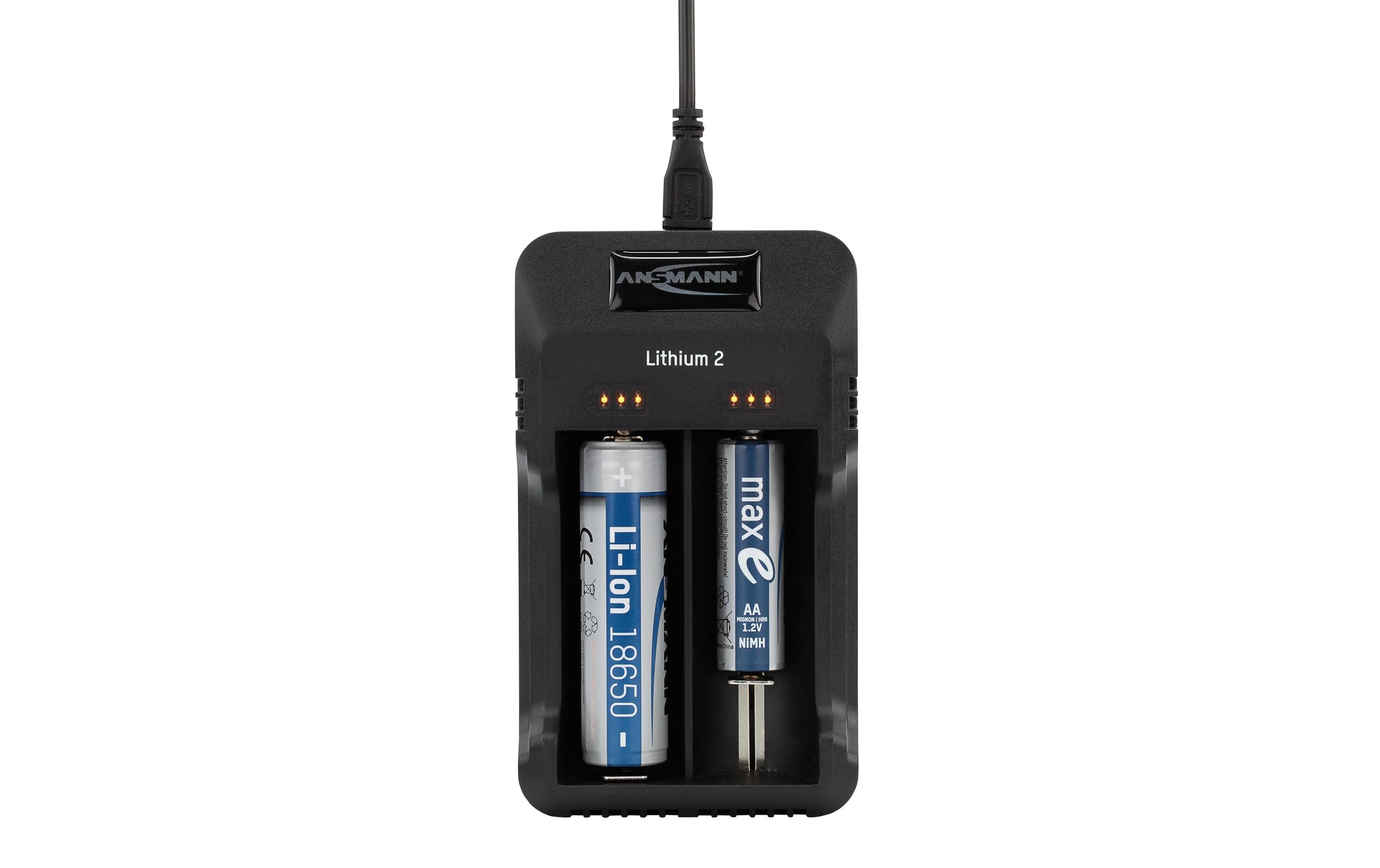Ladegerät Lithium 2 USB-CLadegerät für 1-2 Li-Ion Akkus oder 1-2 NiMH Akkus