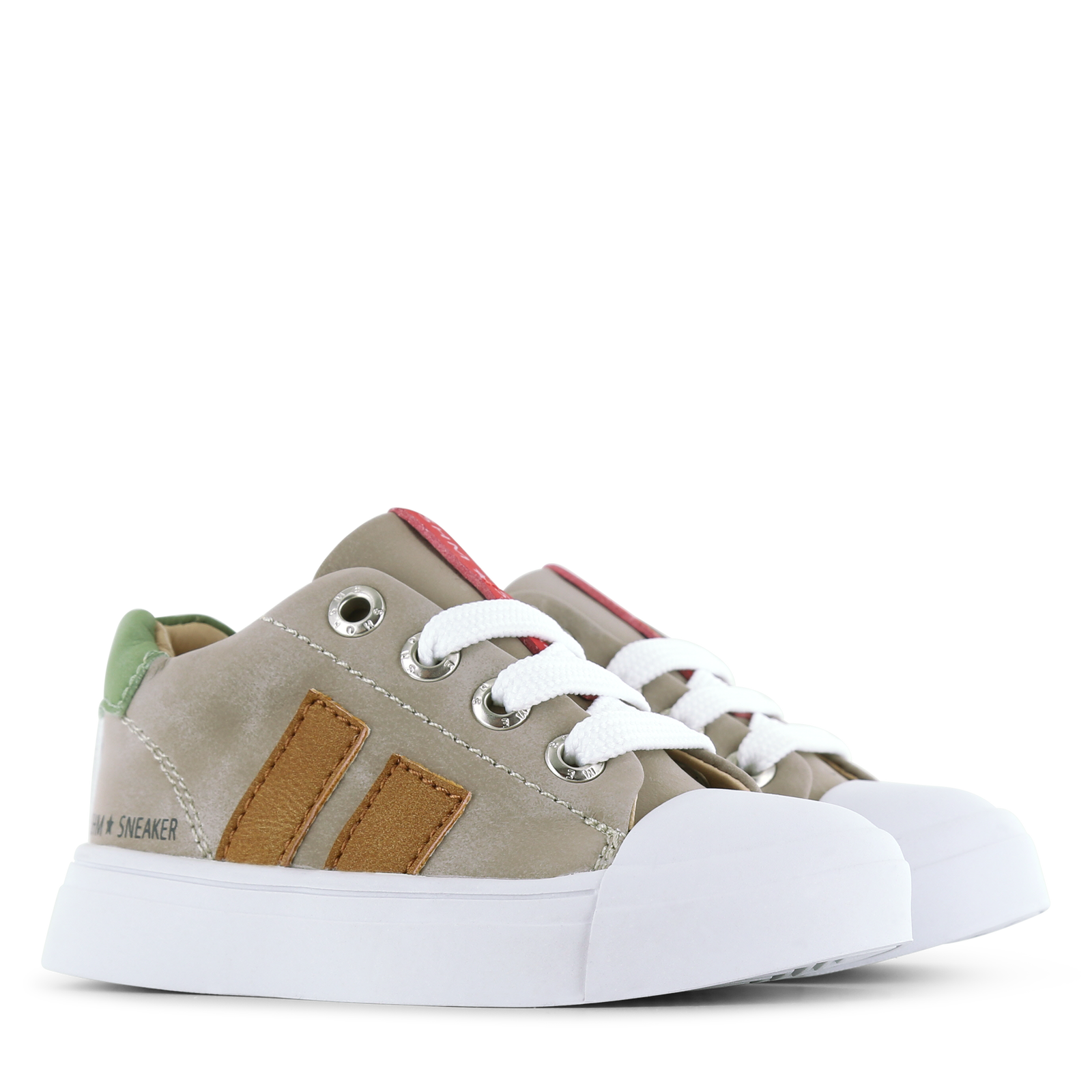 Shoesme taupe sneaker met stripings Microleer | Jongens schoenen