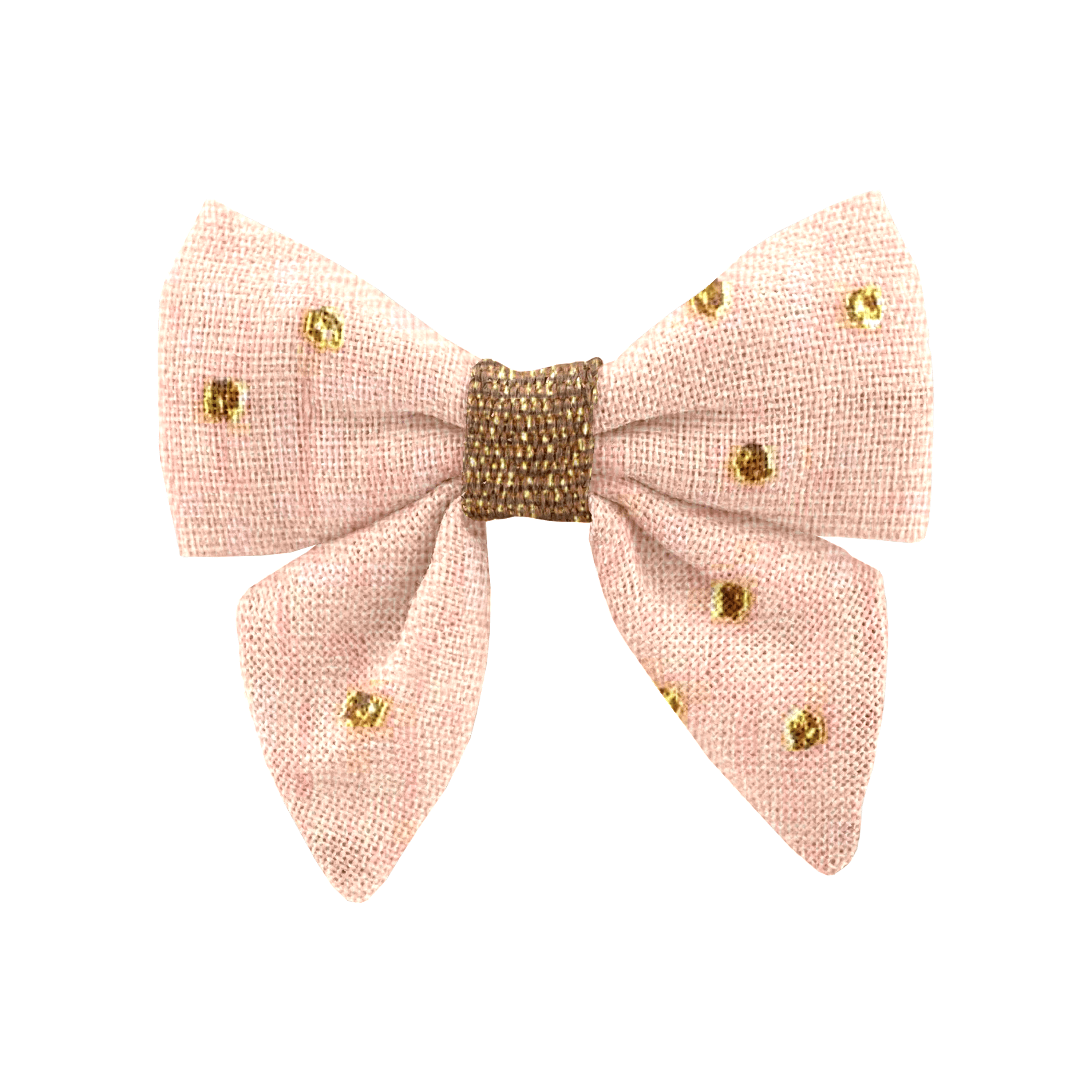Barrette Mini Noeud Papillon Gaze Pois Or Rose