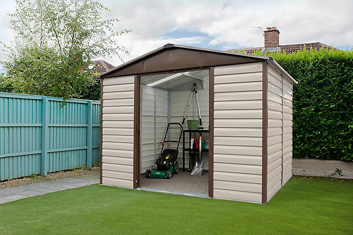 Abri de jardin Yardmaster TBSL en métal coloris beige et marron ép.0,3 mm surface extérieure 5,97 m²