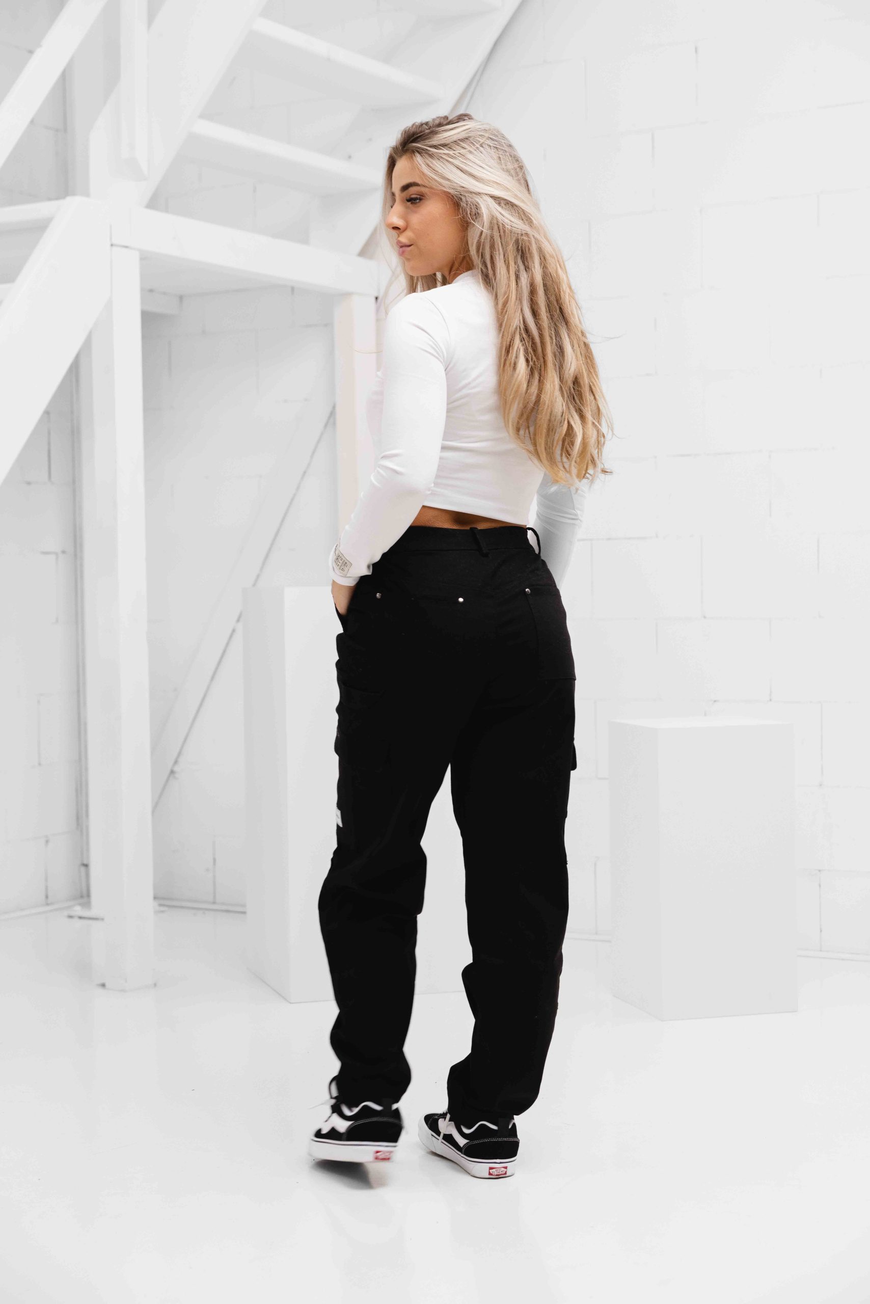 Malelions Lange Mouwen Crop Top Dames Wit