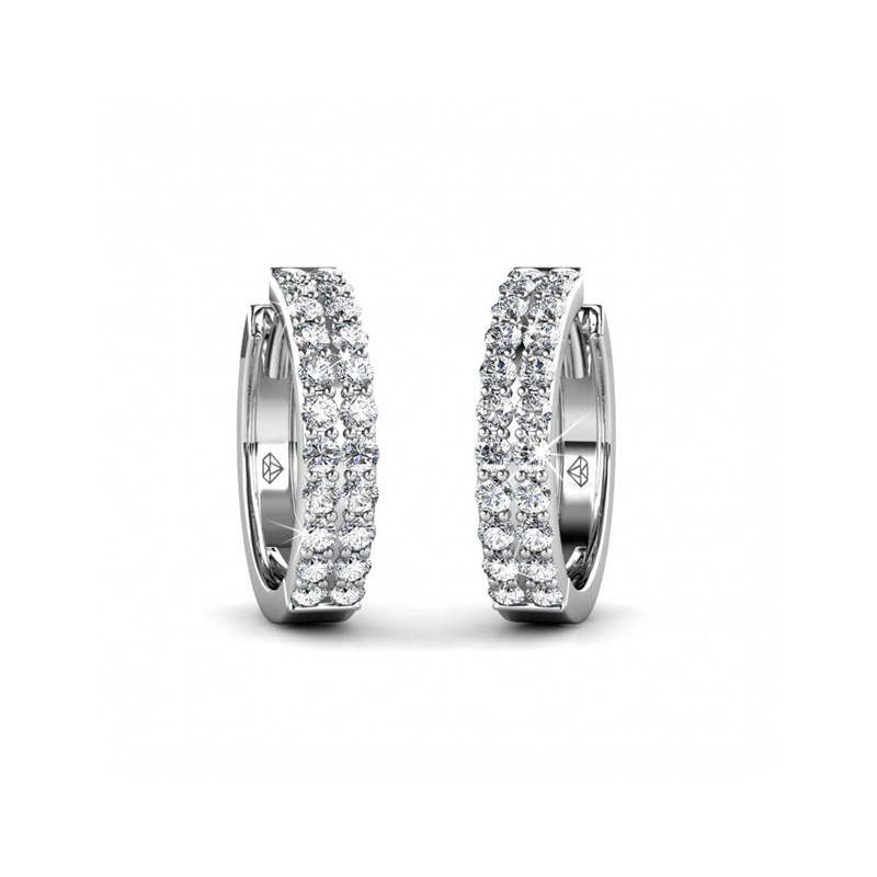 Boucles d'oreilles Glamour - Argenté et Cristal
