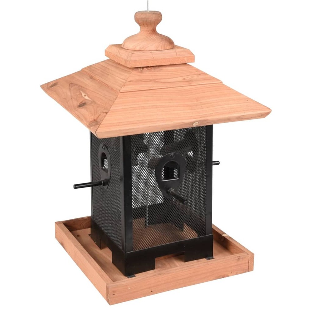 Silo pour mangeoire à oiseaux zulma 22 cm bois noir et marron