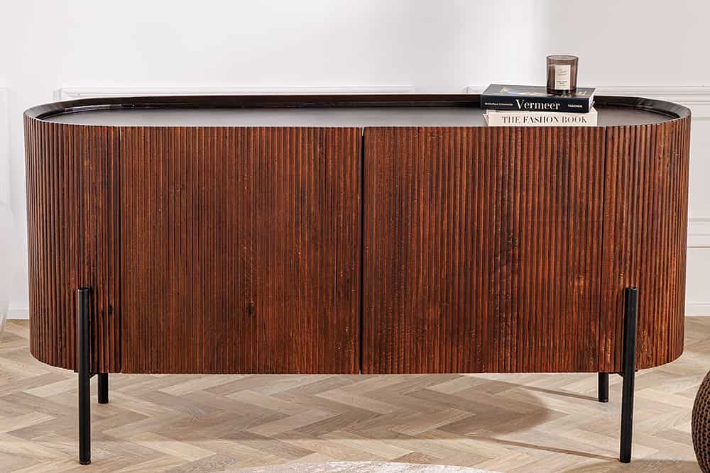 Massivholz Sideboard GATSBY 150cm dunkelbraun Mango Retro Design