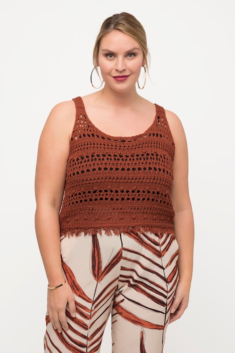 Stricktop, Fransen, Classic, Rundhals, ärmellos