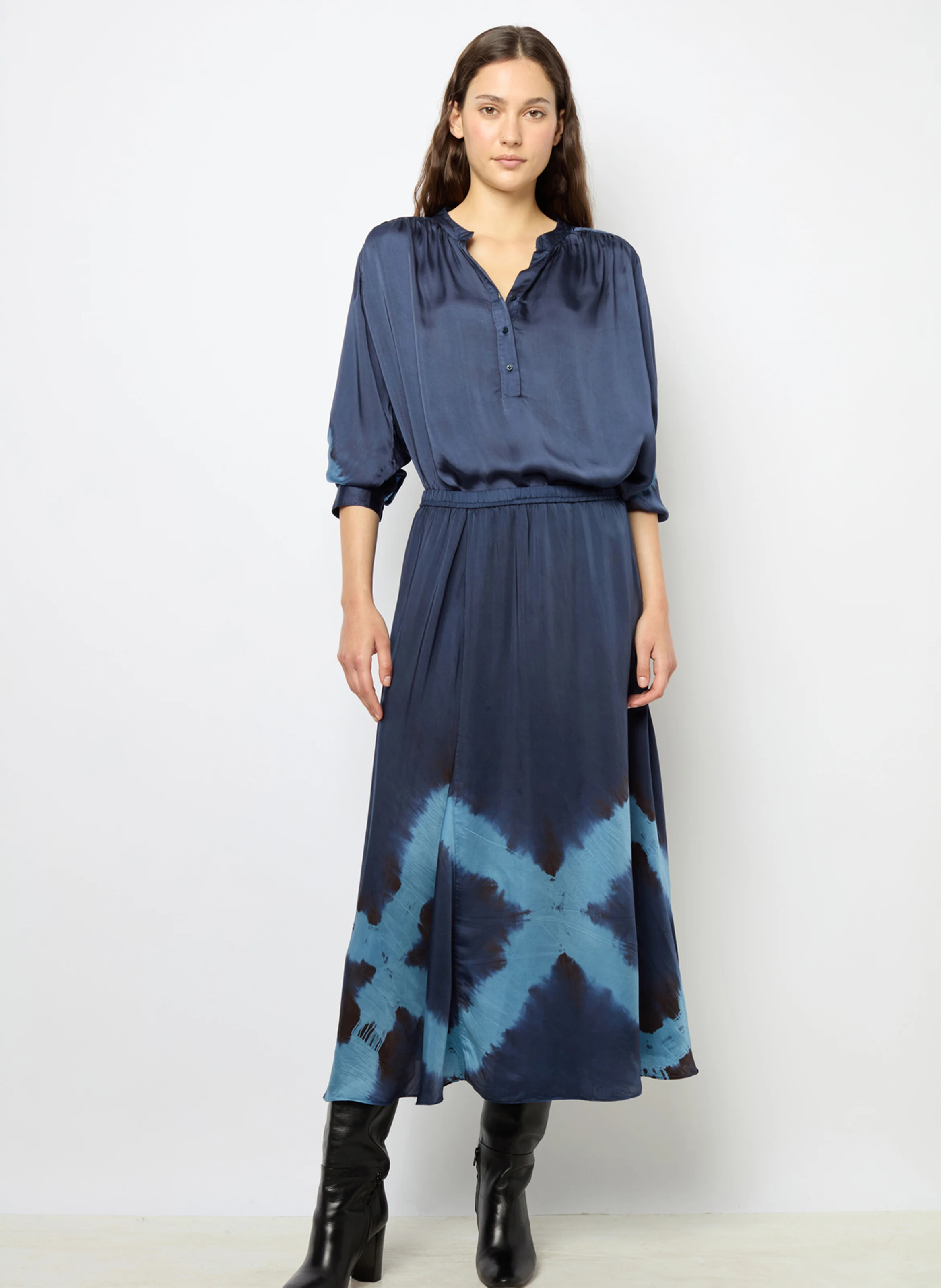 BENEDITH - Blouse col rond| Bleu