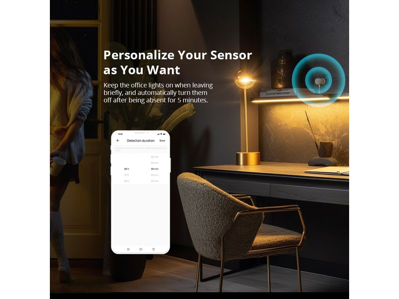 SONOFF Bewegungsmelder ZigBee SNZB-06P DC 5 V 1A USB-C, 4 m Bewegungssensor für Innenräume