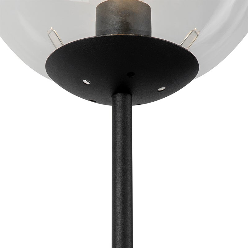 QAZQA - Art Deco Vloerlamp | Staande lamp | Lamp | Licht, zwart met helder glas - Pallon Mezzi | Woonkamer | Slaapkamer - Langwerpig - LED-compatibel E27