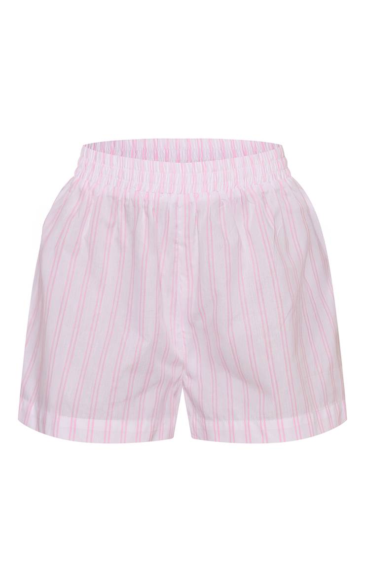 Rose Clair Short Style Boxer En Coton Texturé À Rayures