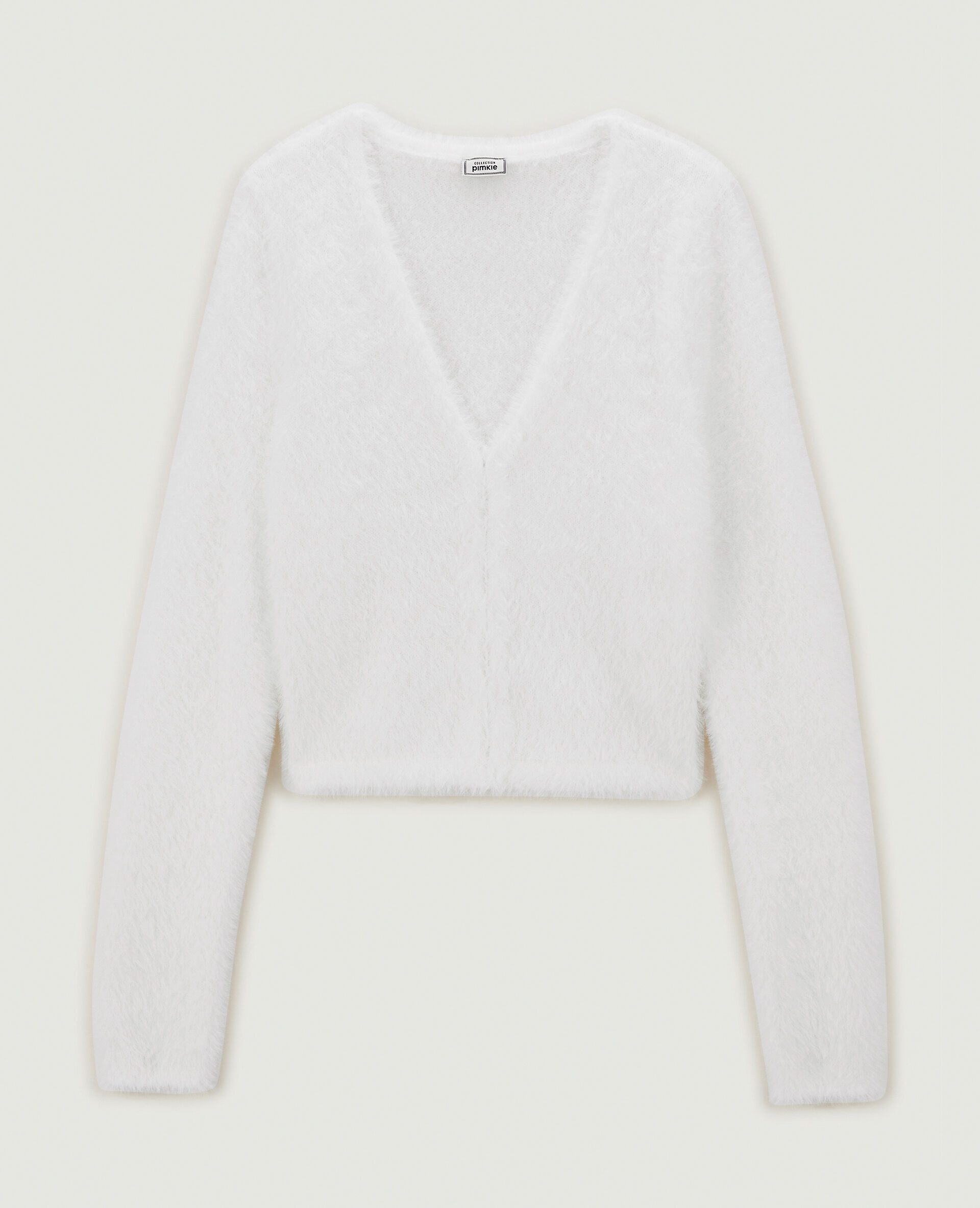 Gilet court en maille poilue - Blanc