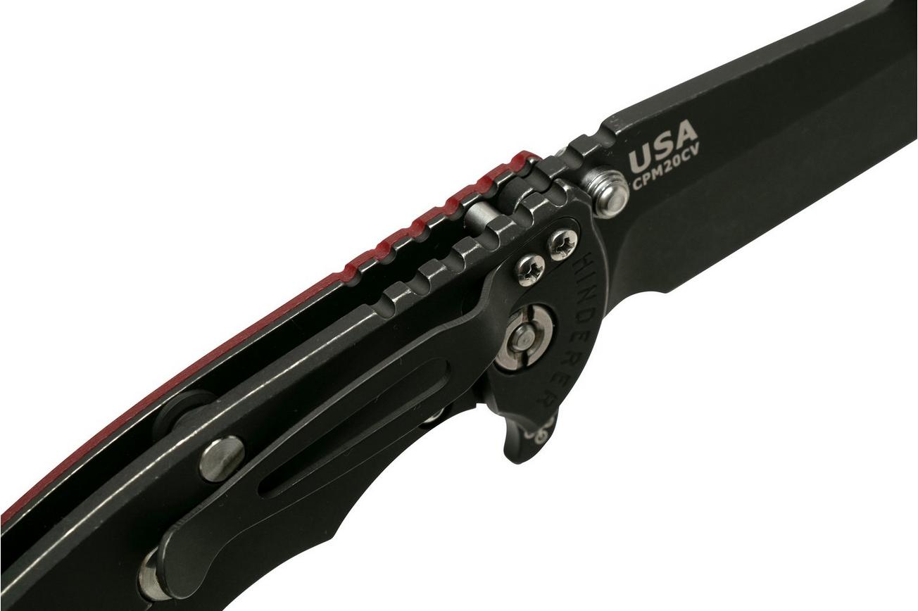 Rick Hinderer XM-18 3.5” Skinny Harpoon Spanto, Battle Black, Red G10, zakmes