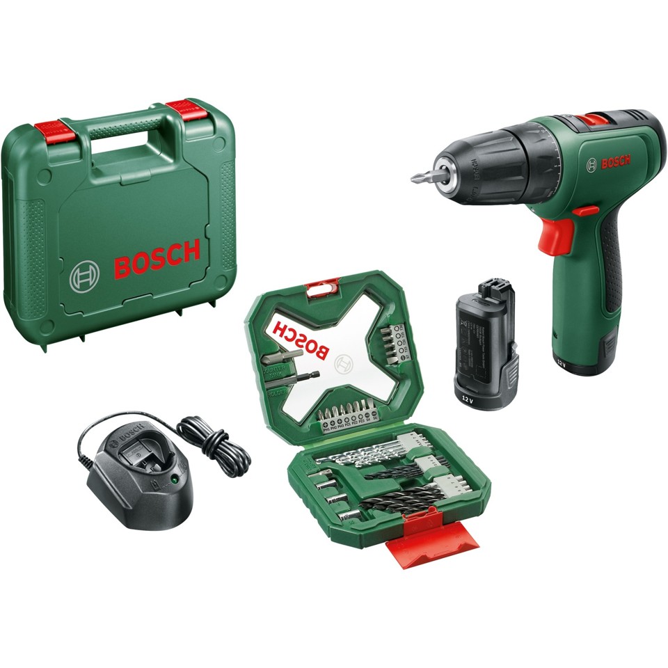 Bosch cordless drill driver EasyDrill 1200 + 34-piece bit and drill set(2x Li-ion battery 1.5Ah, case)