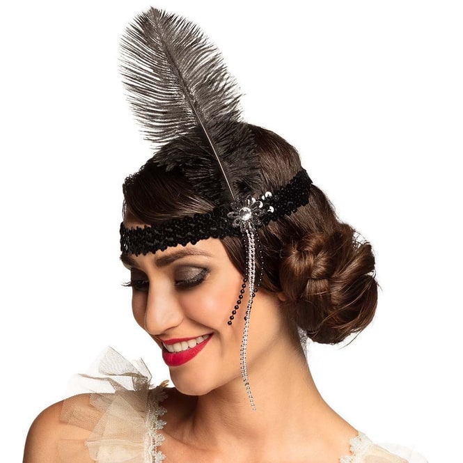Stirnband Flapper - für Erwachsene - schwarz