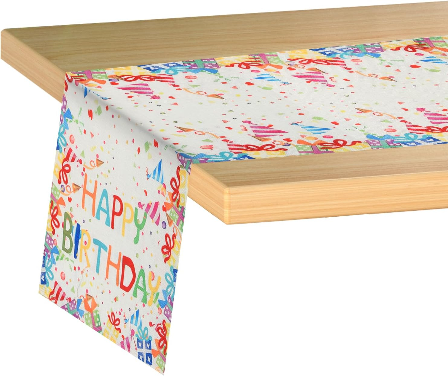 (185x34cm) Happy Birthday Tischläufer Geburtstags Party Deko Tischtuch - Bunt
