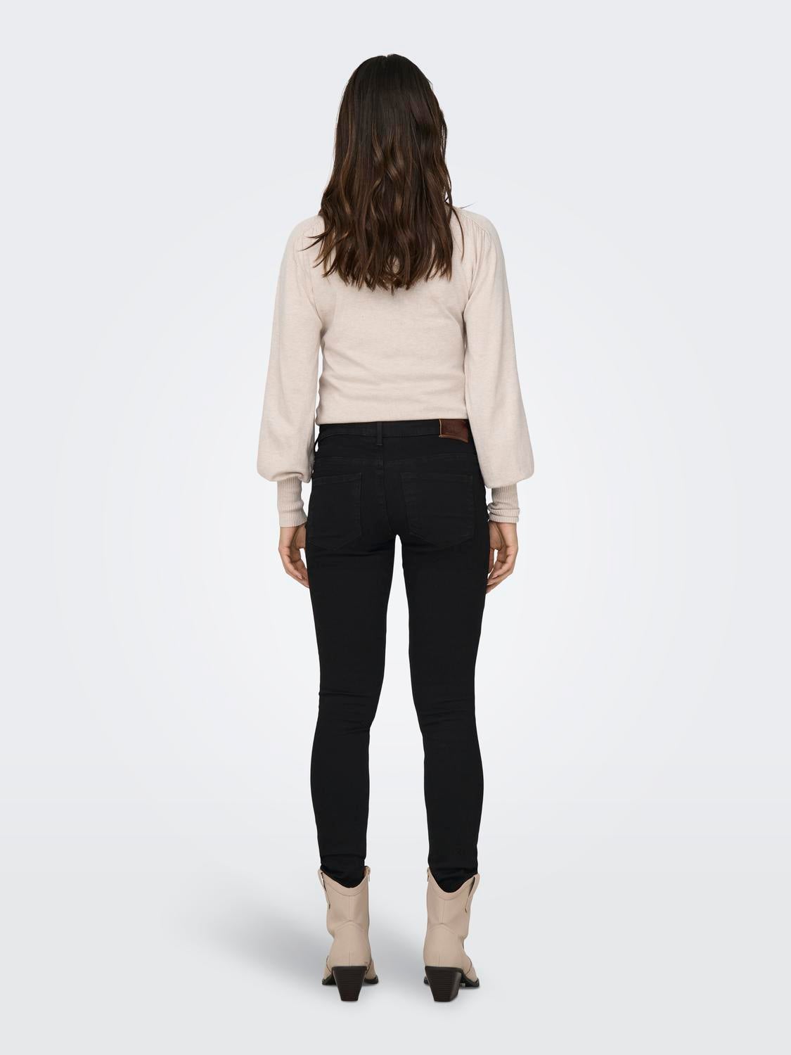 OLMBELLY Mittlere Taille Skinny Fit Jeans Black Denim