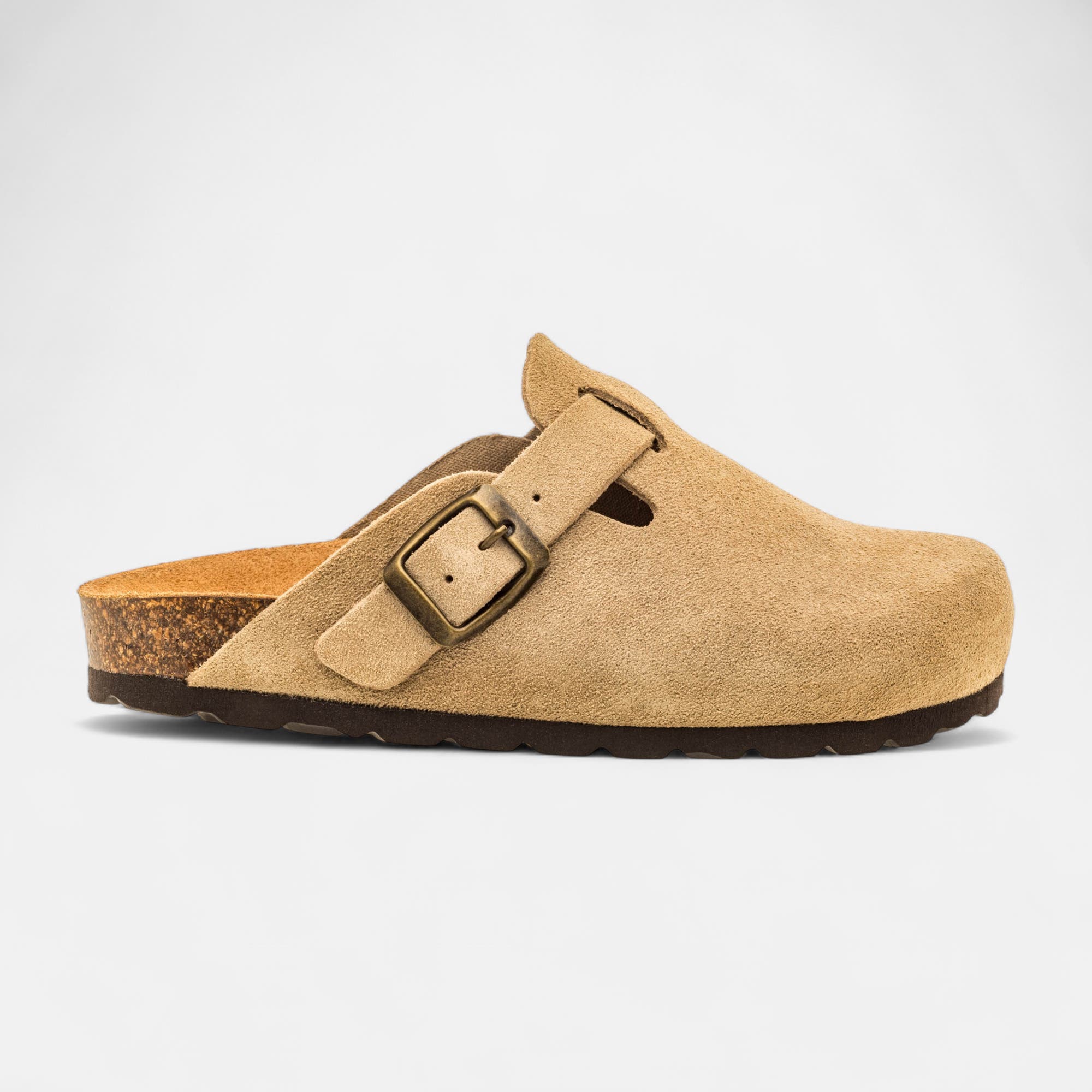 Mules semelle liège Garçon en cuir beige