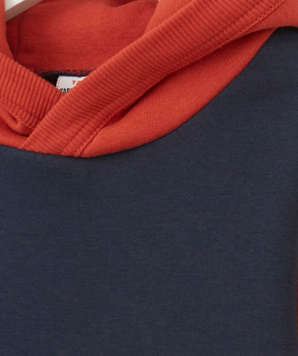 SWEAT À CAPUCHE GARÇON ROUGE ET BLEU MARINE