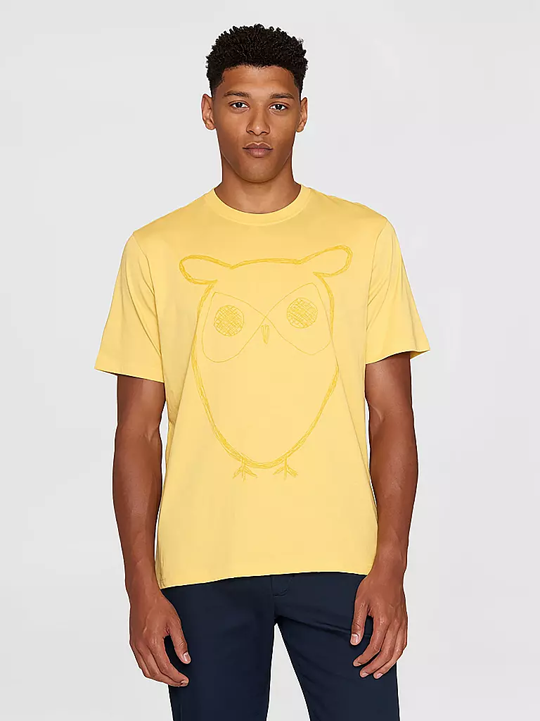 KNOWLEDGE COTTON APPAREL T-Shirt BIG OWL gelb