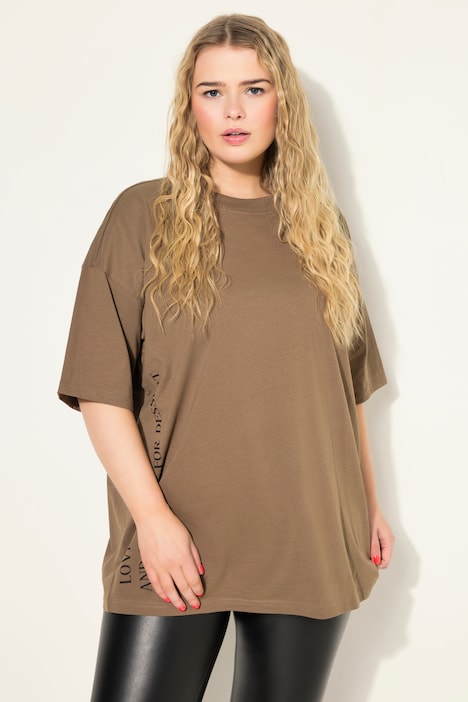 T-Shirt, oversized, Schrift Print, Rundhals, Halbarm