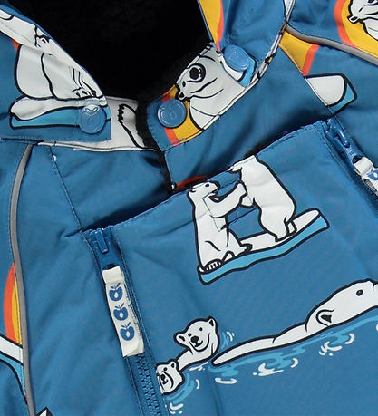 Småfolk Schneeanzug - Solid Blue m. Eisbären