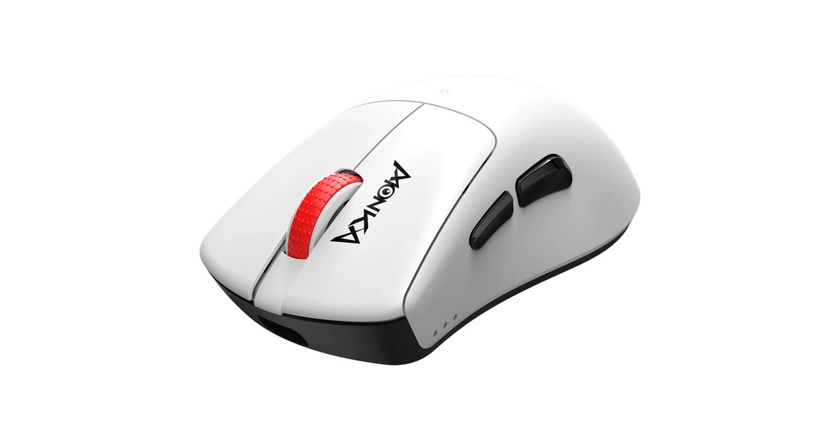 MonkaRapid G982W gaming muis  (Wit/rood, 800 - 12.000 DPI, 2.4 GHz / Bluetooth / USB)