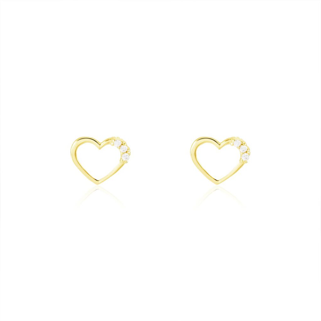 Boucles D'oreilles Puces Camomille Or Jaune Oxyde De Zirconium