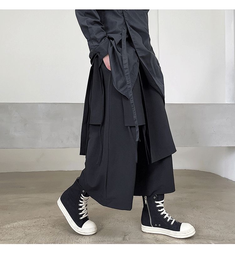 ravewider - Cropped onregelmatige wijde broek