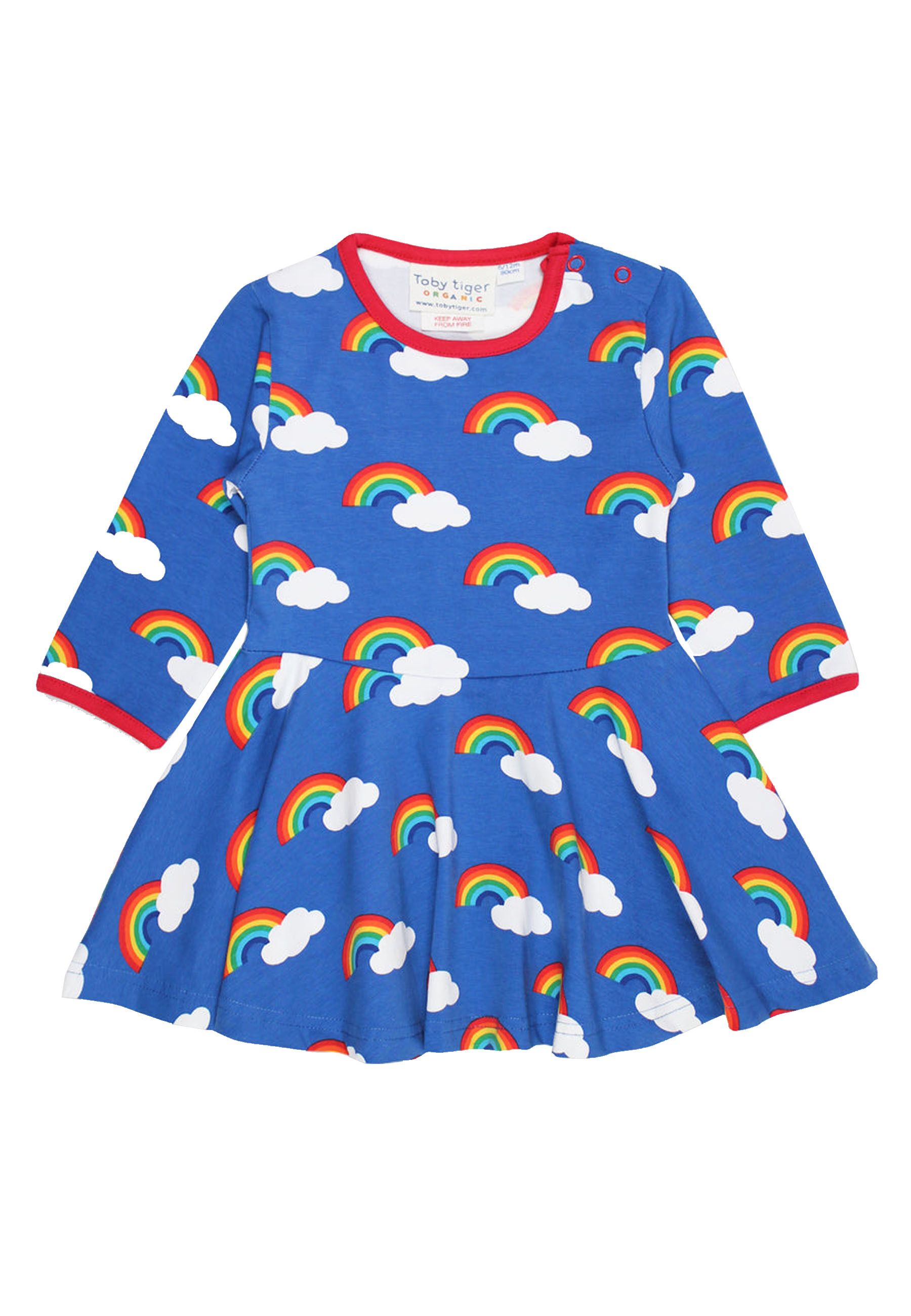 Toby Tiger Skater Kleid mit langen Ärmeln und Regenbogen Print
