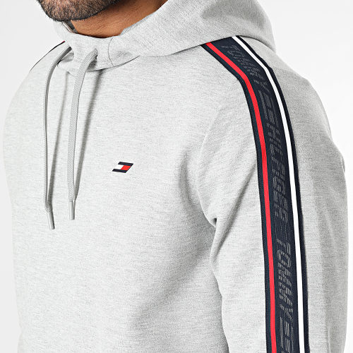 Sweat Capuche A Bandes Textured Tape 0403 Gris Chiné