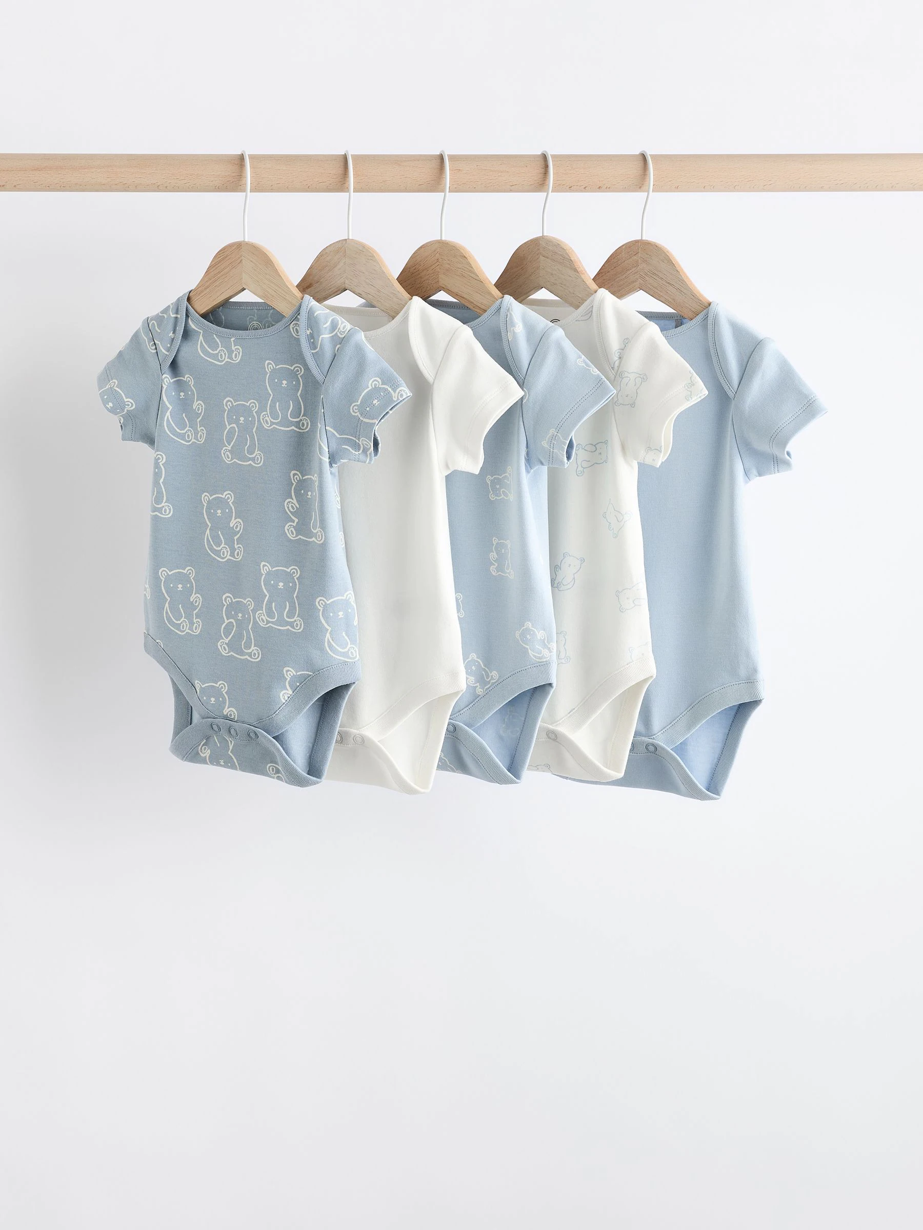 Blauw met beren - Set van 5 babyrompertjes
