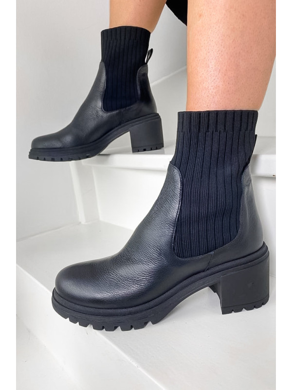 Reqins - Bottines DITA Cuir Grainé Noir
