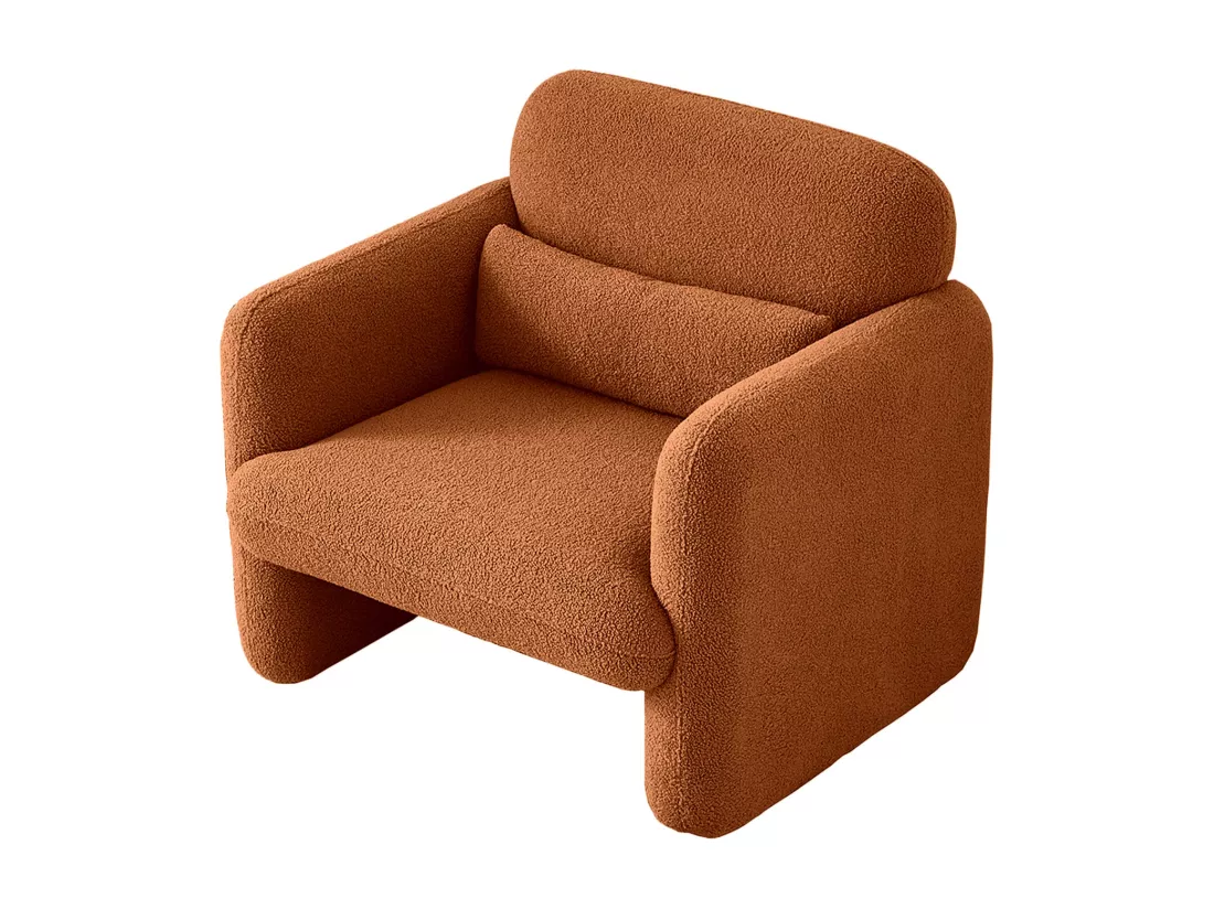 Fauteuil lounge moderne - Canapé simple - En tissu peluche - Fauteuil de télévision - Chaise de lecture - Pour salon, chambre à coucher - Orange