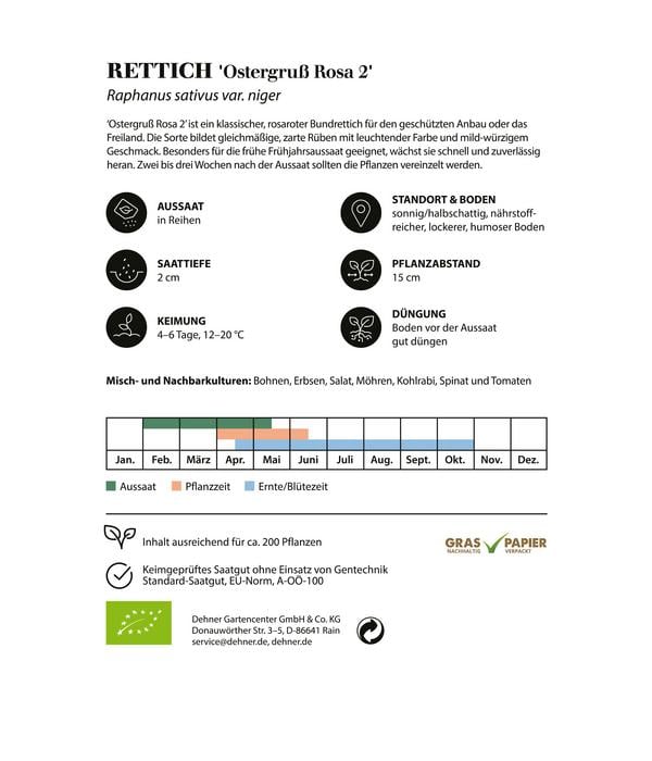 Dehner Bio-Saatgut Rettich 'Ostergruß rosa 2'