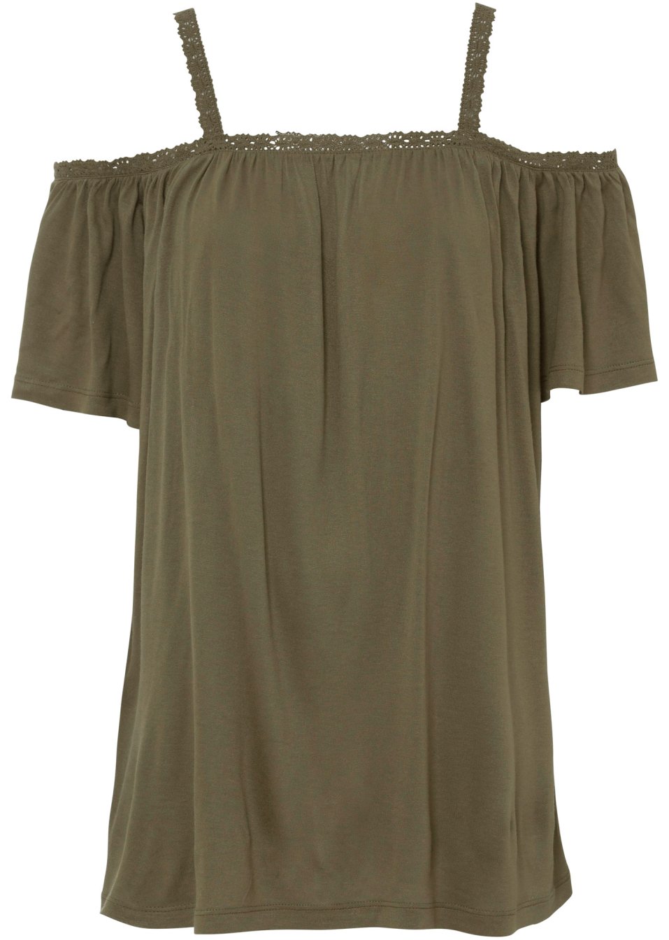 T-shirt à épaules dénudées avec galon en dentelle