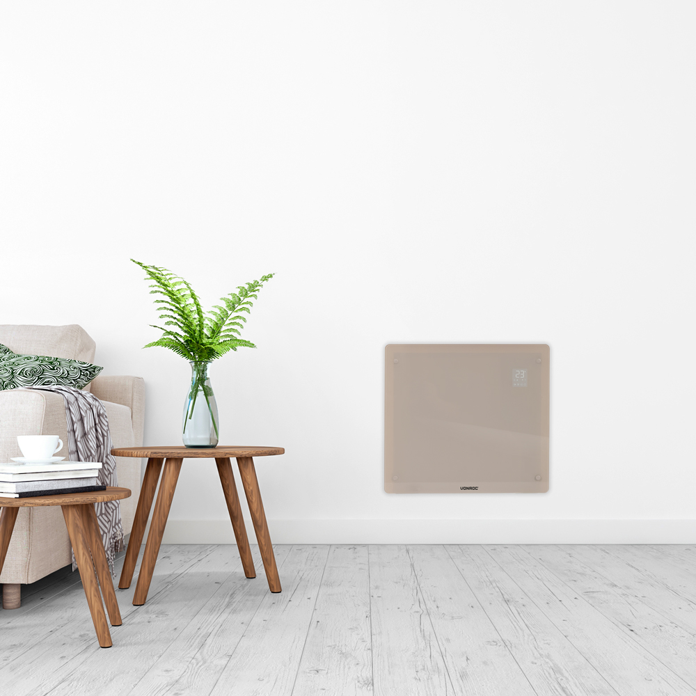Vonroc 1000 watt glazen paneel convector kachel - Beige