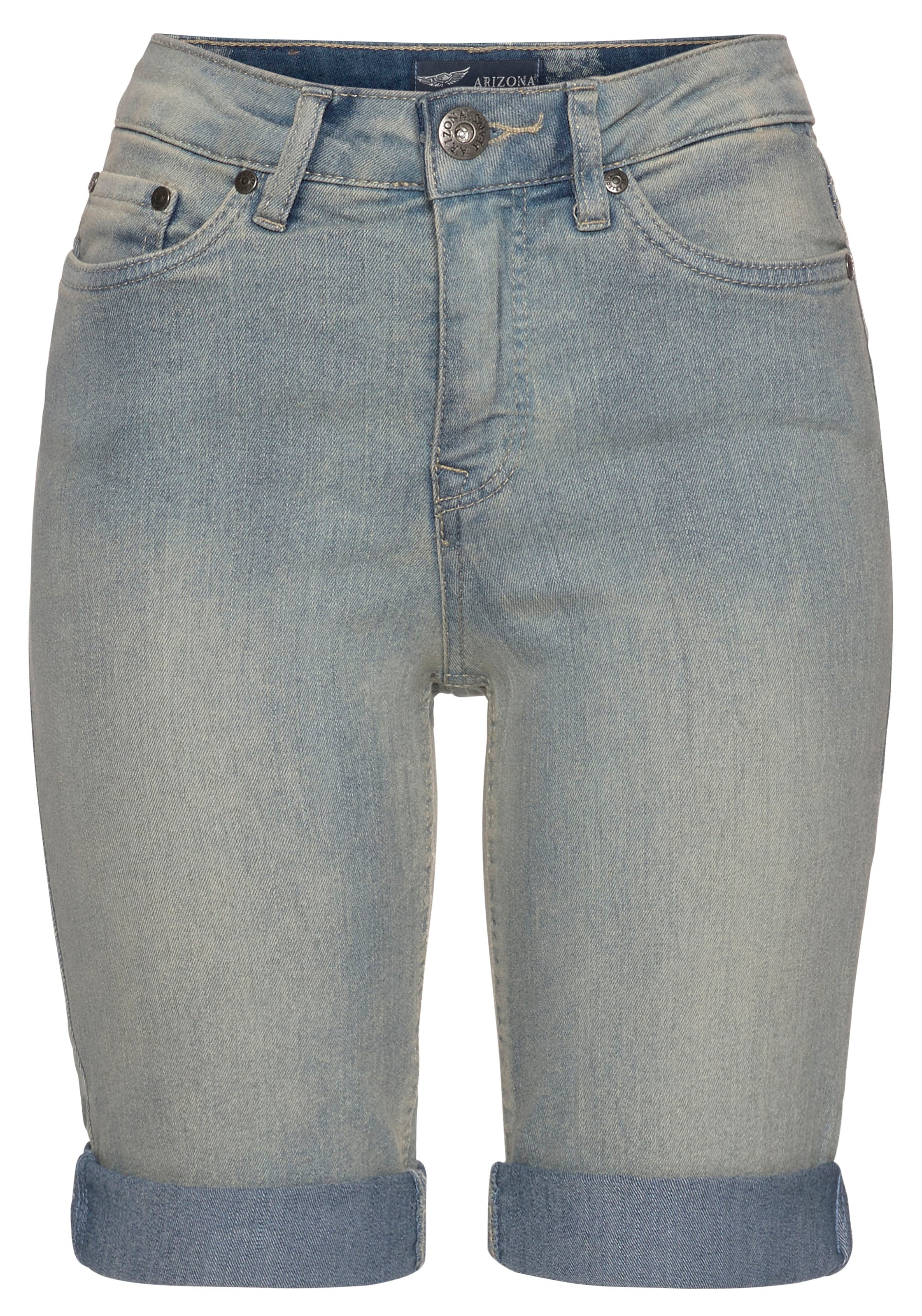 Arizona Jeansbermudas , schmale Passform,  krempelbarer Saum,  Usedwaschung,  hohe Leibhöhe