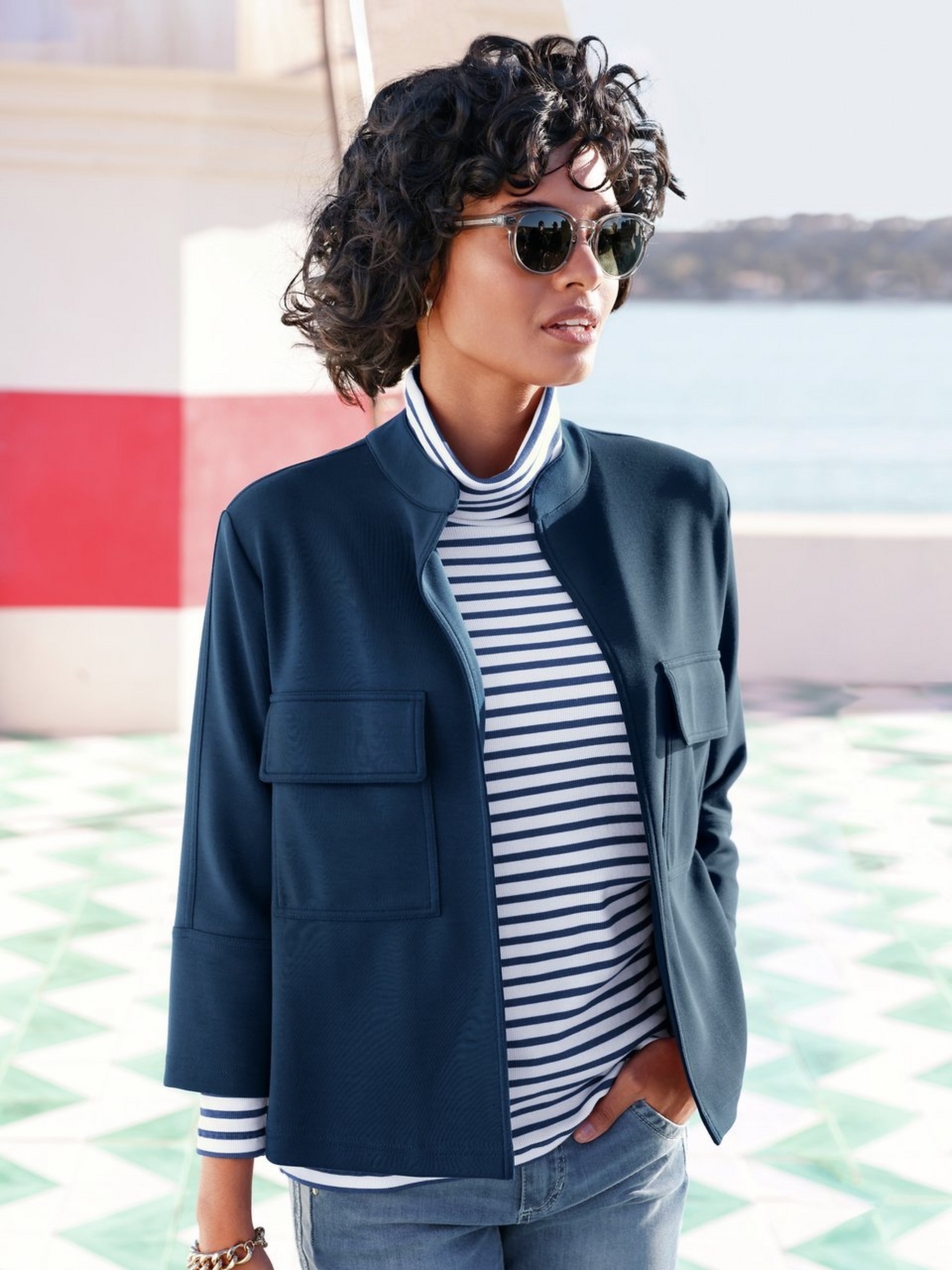 Jersey-Blazer mit 3/4-Arm