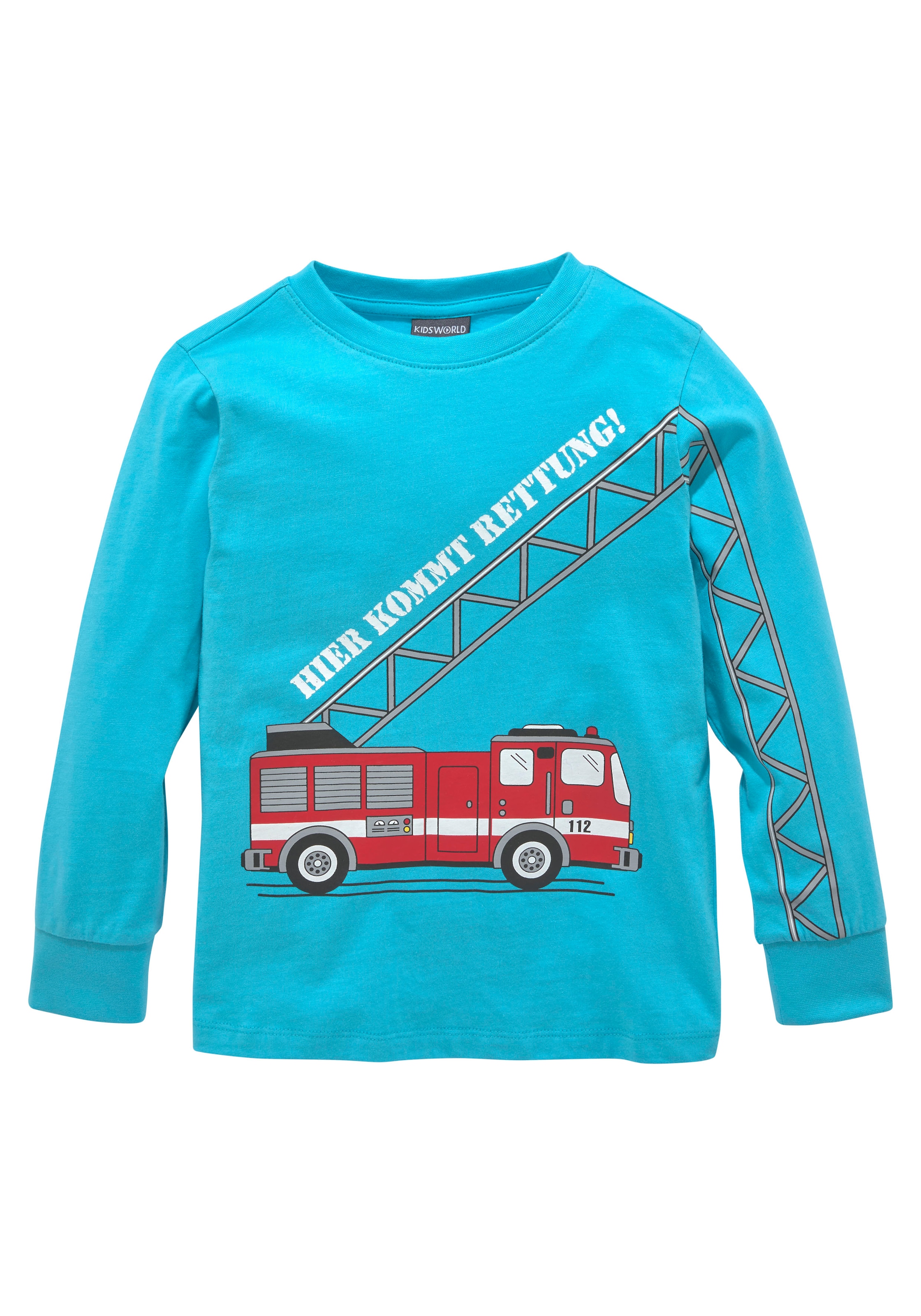 KIDSWORLD Langarmshirt »HIER KOMMT RETTUNG«, Langarm,  Basic-Passform,  peppiger Druck