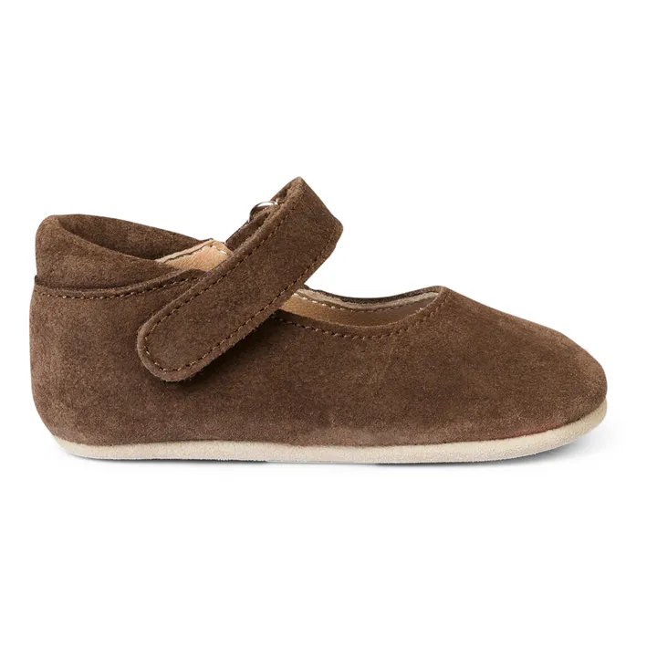 Petit Nord Ballerines Scratchs Suede | Marron
