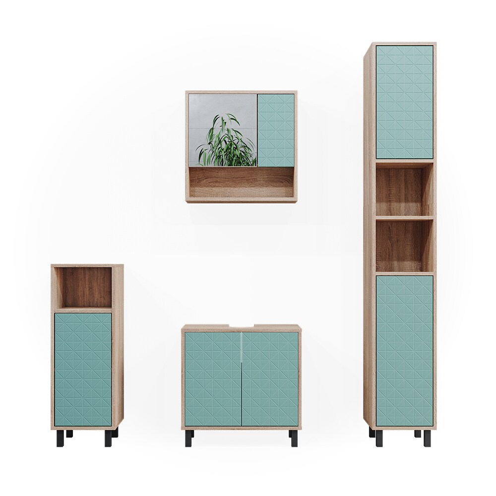 Vicco Badmöbel-Set Agasta sonoma, Badezimmerschränke 3D Optik