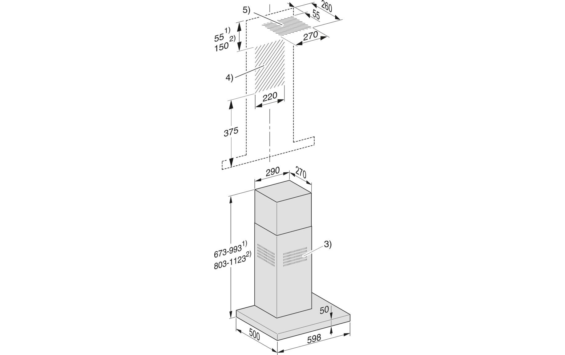 Wandhaube DAW 1620 Active 3 Stufen<br>Wand-Dunstabzugshaube